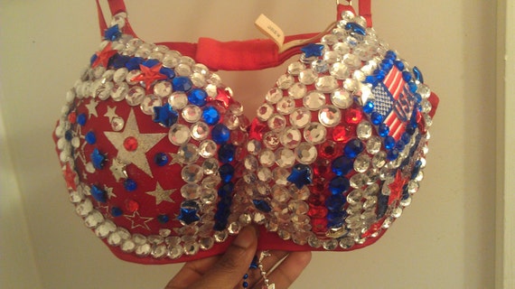 Items similar to USA, or any state flag bra by request. Red, white blue