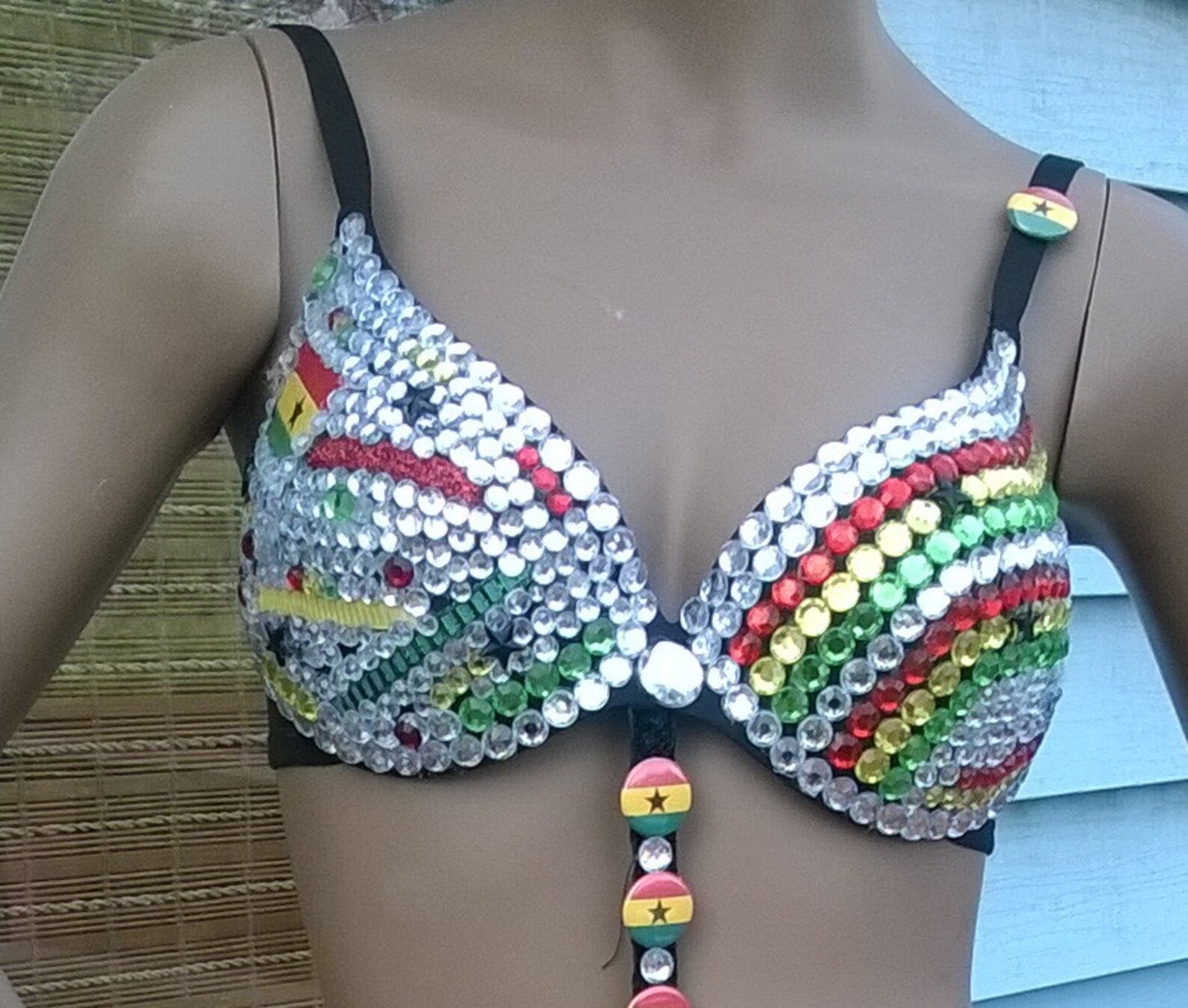 Rhinestone Bra Ghana Flag with or without tutu any country Etsy