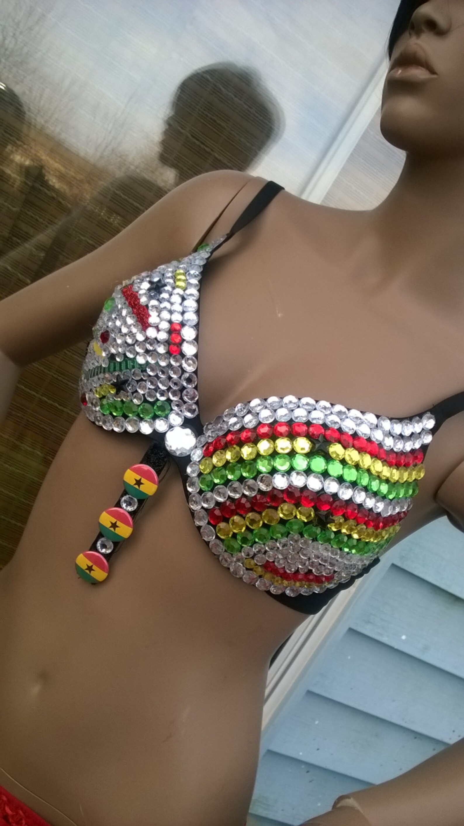 Rhinestone Bra Ghana Flag with or without tutu any country Etsy