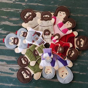 Bible Characters Felt Puppets , Easter , Resurrection Day Play Set - Adult, Kid, AND Finger Puppet Sizes - Sold Individually or as a Set