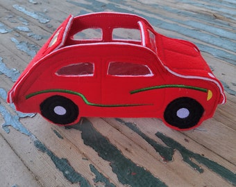 Felt Doll Car , Pretend Felt Car , Christmas Doll Play Set , Fits Elves , Pretend Play Car for Christmas Dolls