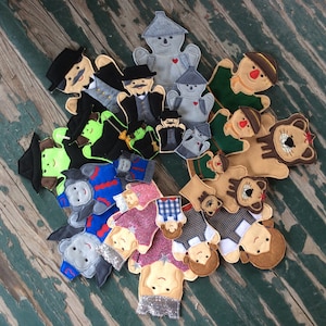 The Wizard of Oz , Felt Puppets , Emerald City Puppet Play Set - Adult, Kid, AND Finger Puppet Sizes - Sold Individually or as a Set