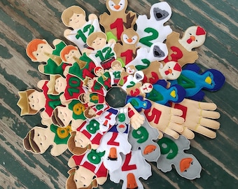 12 Days of Christmas , Felt Puppets , Felt Holiday Play Set , Adult, Kid, AND Finger Puppet Sizes - Sold Individually or as a Set