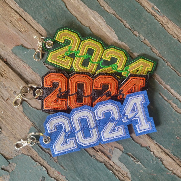 Key Fob , Key Chain , Bag Tag , Embroidered Vinyl Senior 2024 Fob , Key Fob with Ring , Senior Gift