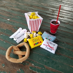 Play Food , Felt Food , Movie Night Play Set , Tickets , Popcorn , Soft Pretzel , Boxed Candy , Soda , Pretend Play Movie Set
