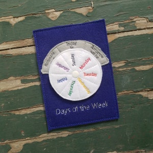 Days of the Week Wheel , Felt Play Set , Educational Learning Tool , Days of the Week Play Set , Calendar Learning Set
