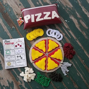 Play Food , Felt and Vinyl Food , Build Your Own Pizza Play Set , Pizza Set with 8 Toppings , Sold Individually or as a Set