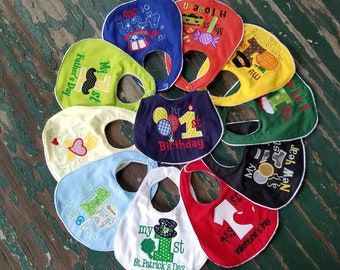 Handmade Baby Bib Set , Baby's First Handmade Bib Set , Baby's First Year , 11 Holiday Bibs