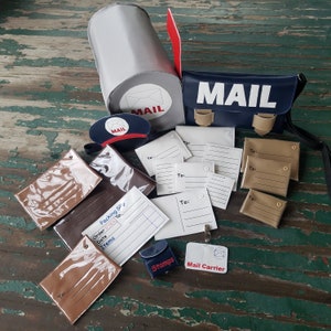 Vinyl Pretend Post Office Set , Dress Up , Pretend Play , Mail Carrier Play , Vinyl and Felt Postal Carrier Pretend Play Set