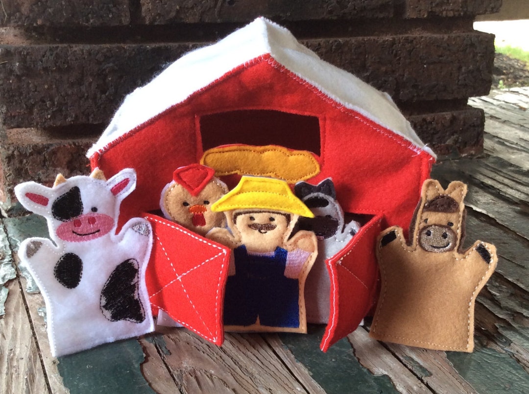 Red Felt Barn , Fun Farm Felt Finger Puppet Play Set , Farm Play Set - Etsy