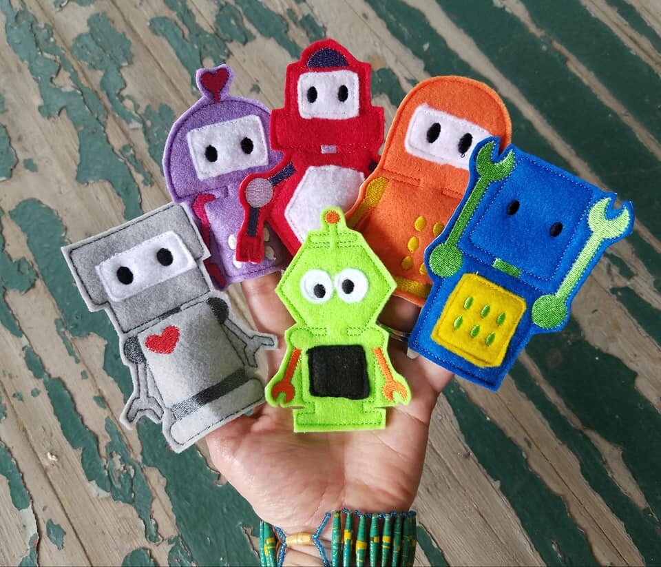 Cute Robot Finger Puppets Robot Finger Puppet Play Set Etsy