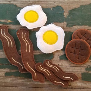 Play Food , Felt Food , Breakfast Play Set , Protein Breakfast Foods , Eggs , Bacon , Sausage , Loaded Omelet , image 6