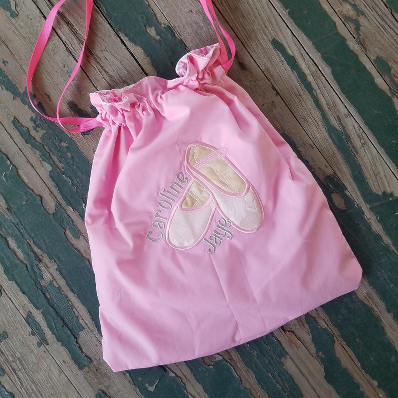 Personalized Lined Drawstring Dance Shoe Bag Ballet Tap Etsy