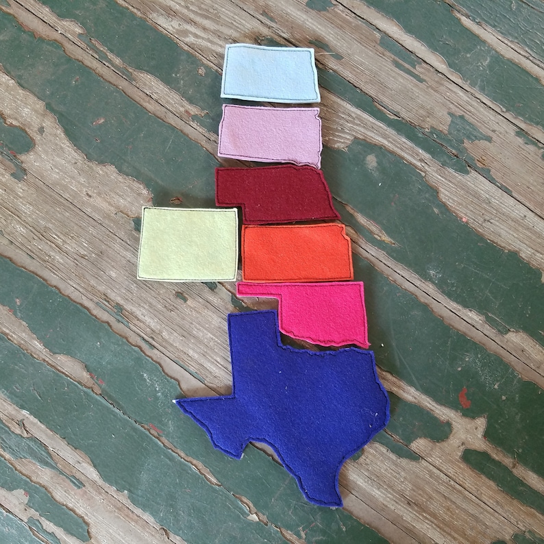United States Map Feltie Set Embroidered Felties Felt Play Etsy