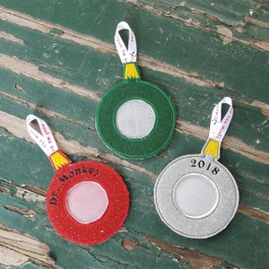 Ornament , Embroidered Vinyl Christmas Bulb , Bulb Ornament, Vinyl Christmas Ornament , Christmas Decoration , Optional Personalization