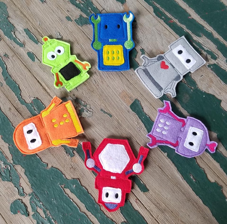Cute Robot Finger Puppets Robot Finger Puppet Play Set Etsy