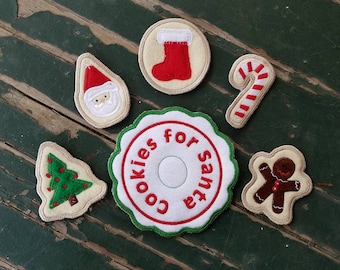 Play Food , Felt Food , Christmas Cookies Play Set , Cookies for Santa with Plate , Sold Individually or as a Set