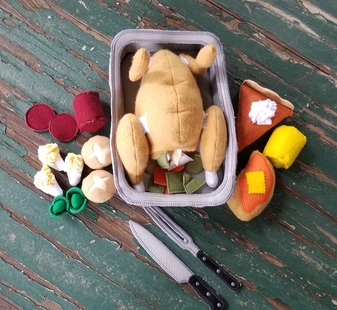 Play Food , Felt Food , Holiday Dinner Play Set , Thanksgiving Meal
