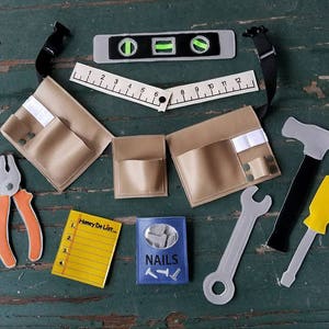 Vinyl Tool Kit , Dress Up , Pretend Play , Vinyl Handyman Tool Play Set image 1