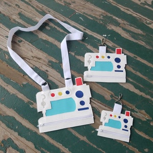 Vinyl Sewing Machine Shaped Pouch , Vinyl Bag , Vinyl Zipper Bag , Zipper Tote , Vinyl Sewing Machine Trinket Purse , Available in 3 Sizes