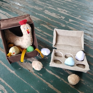 Plush Stuffed Chicken Play Set , Hens , Chicks , Eggs , Carton , Nesting Box , Sold Individually or as a Set