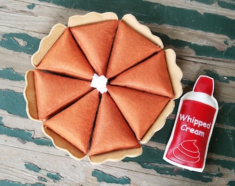 Felt Play Food: Pumpkin Pie Set with Whipped Cream