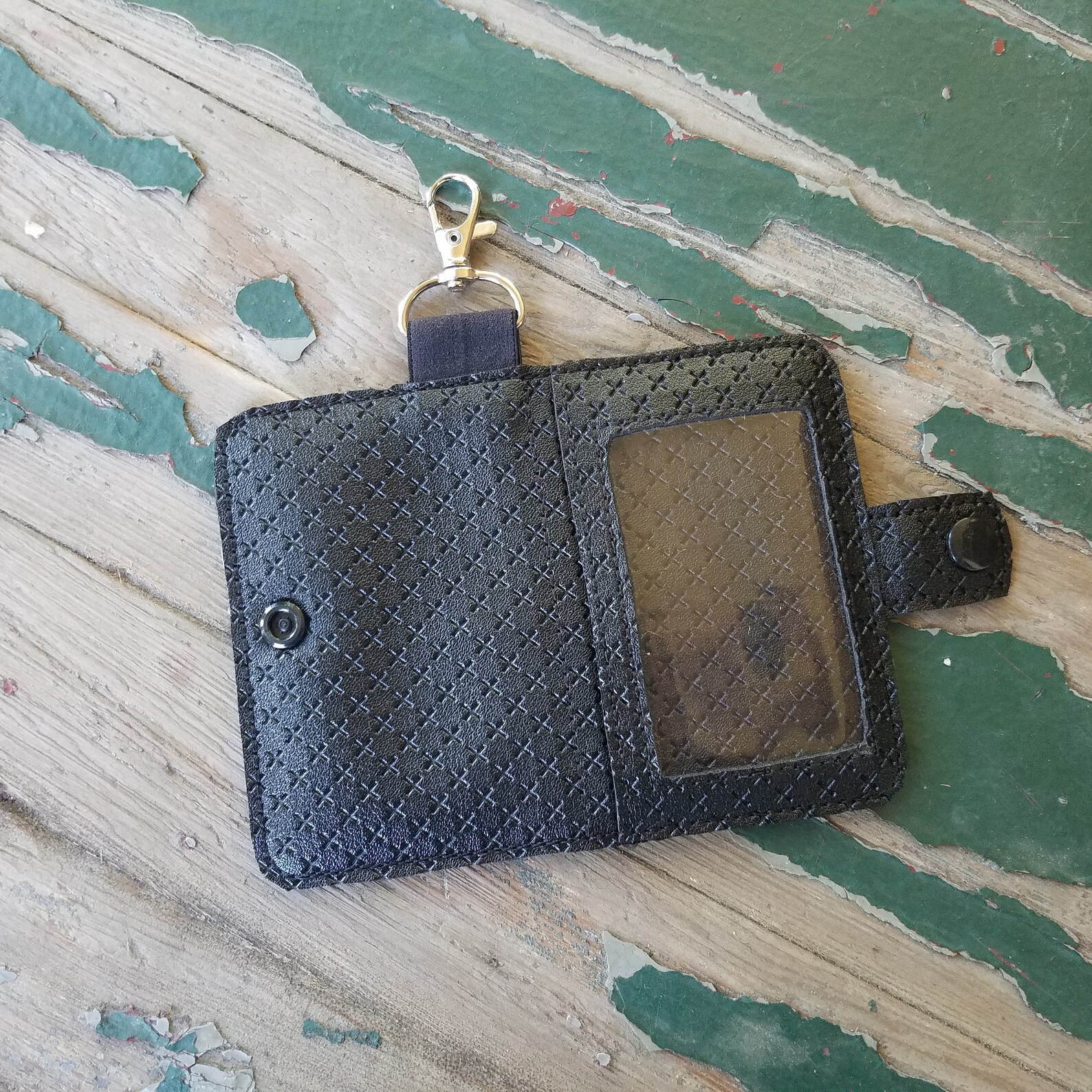 Wallet or Card Holder Key Fob Vinyl Snap Wallet Window Etsy