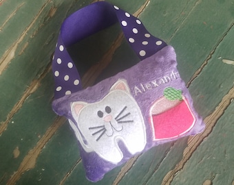 Plush Cat Tooth Fairy Pillow , Kitten Tooth Pocket , Tooth Fairy Door Hanger, Plush Stuffed Tooth Pocket , Optional Personalization