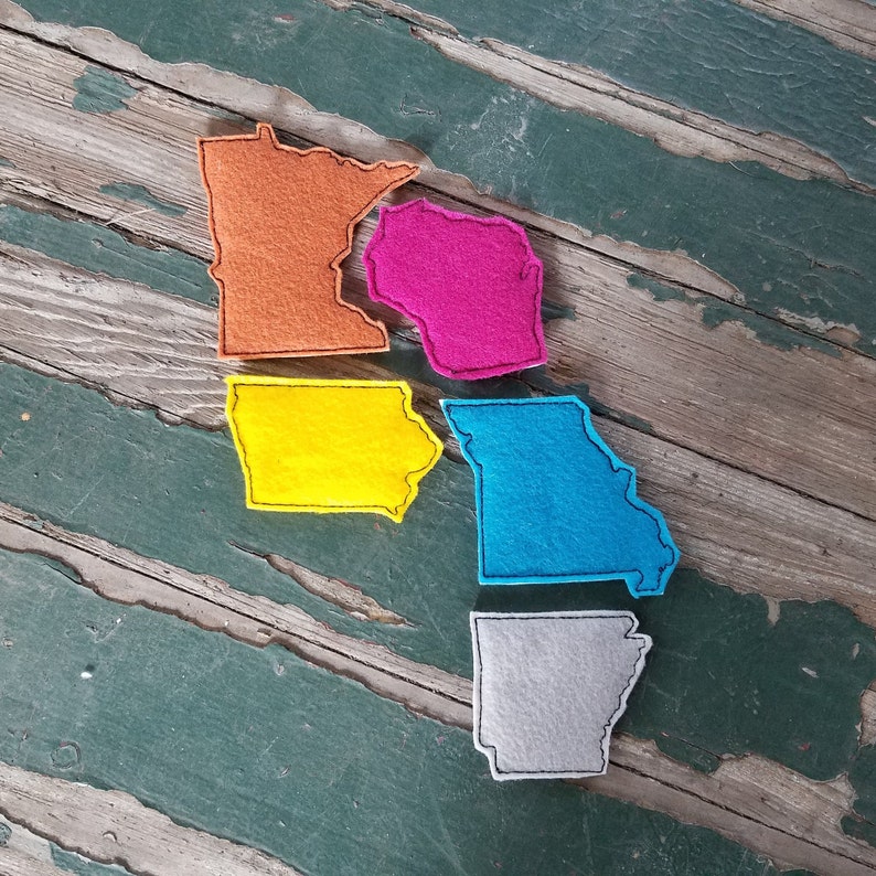 United States Map Feltie Set Embroidered Felties Felt Play Etsy