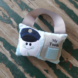 Plush Policeman Tooth Fairy Pillow , Police Tooth Pocket , Tooth Fairy Door Hanger, Plush Stuffed Tooth Pocket , Optional Personalization