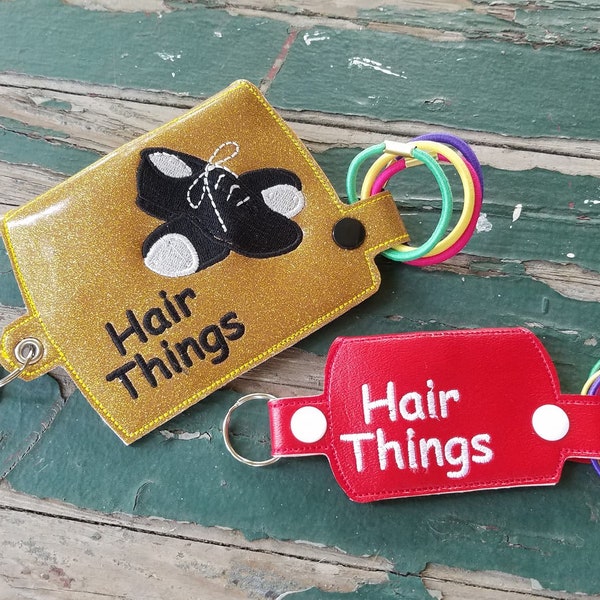 Key Fob , Key Chain , Snap Tab ,Eyelet , Embroidered Vinyl Hair Things Holder Key Fob , Bobby Pin Holder , Key Fob with Choice of Ring