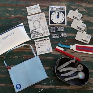 Vinyl Dentist Bag and Kit , Dress Up , Pretend Play , Vinyl Dentist Play Set image 1