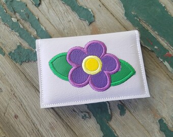 Wallet or Card Holder , Vinyl Snap Wallet , Flower Wallet , Credit Card Holder , Vinyl Business Card Holder with Snap