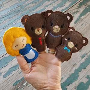 Goldilocks and the Three Bears , Felt Finger Puppets , Play Set , Storybook Puppets , Storybook Play Set , Sold Individually or as a Set
