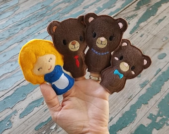 Goldilocks and the Three Bears , Felt Finger Puppets , Play Set , Storybook Puppets , Storybook Play Set , Sold Individually or as a Set