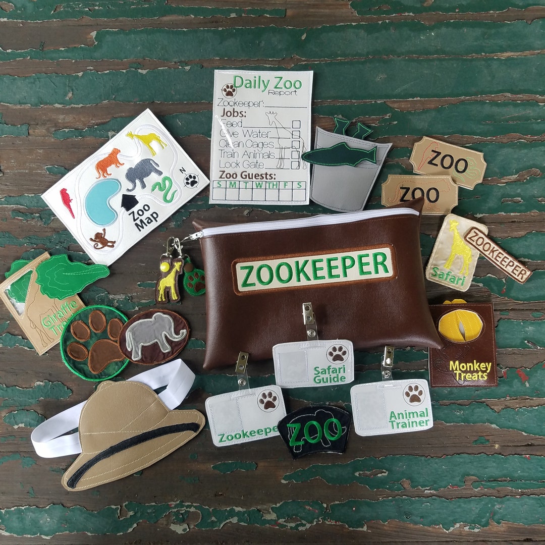 Vinyl Pretend Zookeeper Set , Dress up , Pretend Play , Zoo Play