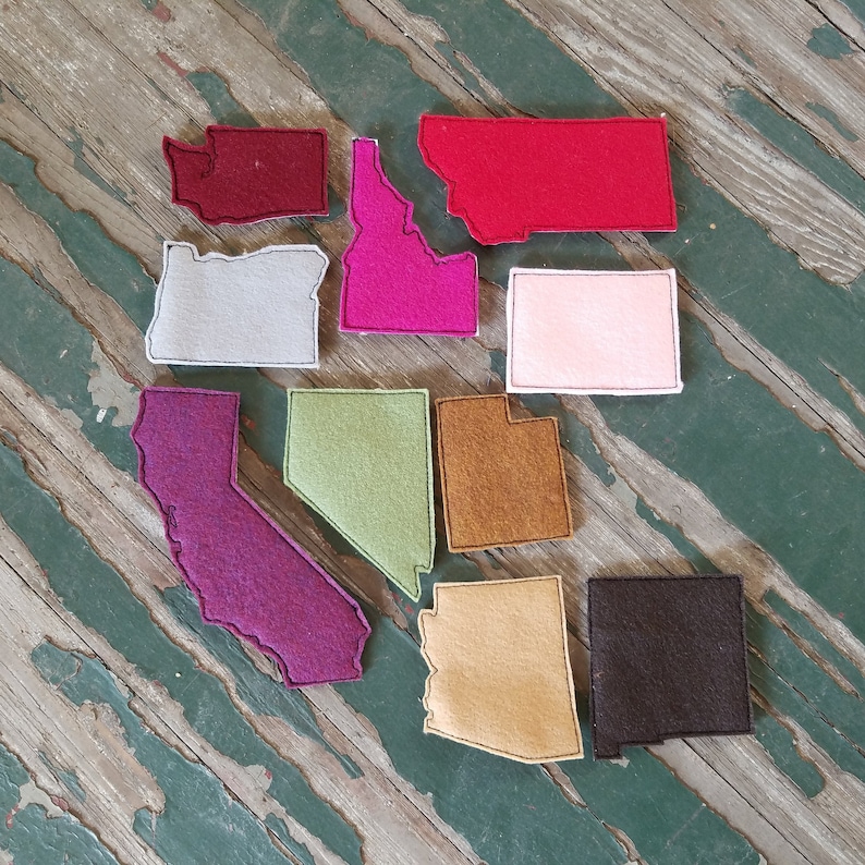 United States Map Feltie Set Embroidered Felties Felt Play Etsy