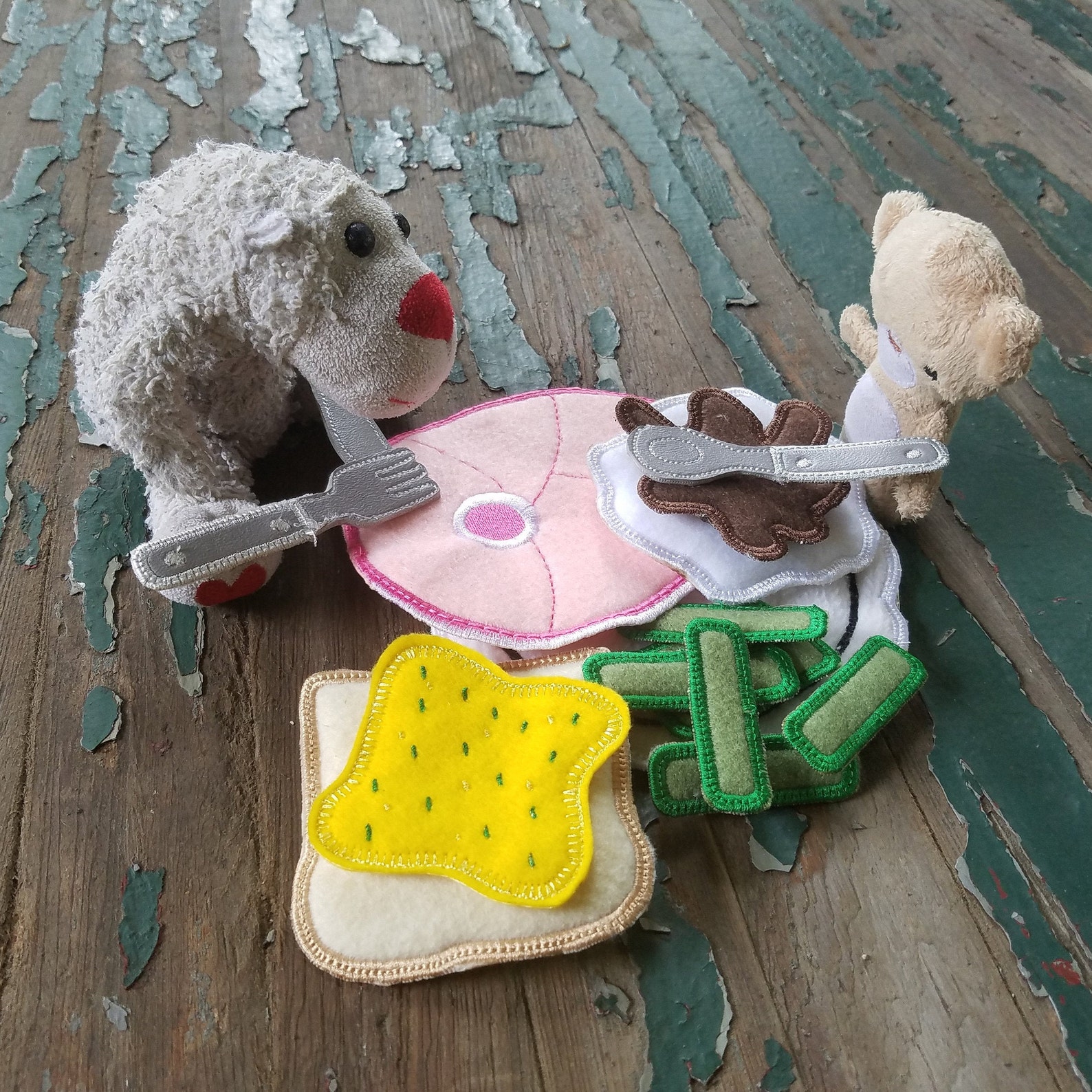 Play Food Felt Food Ham Dinner Play Set Ham Mashed Etsy
