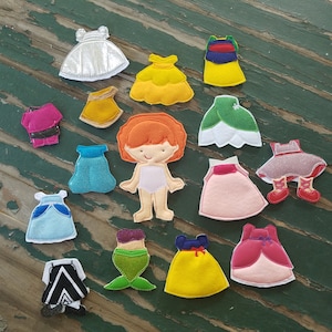 Lila Felt Doll , Girl Felt Doll , Non Paper Doll , Flat Felt Doll , Doll and Outfit , Felt Doll Play Set , Small , Medium , or Large Sizes