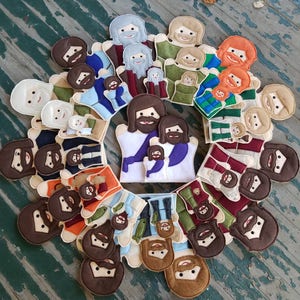 Jesus and His Twelve Disciples - Adult, Kid, AND Finger Puppet Sizes - Sold Individually or as a Set