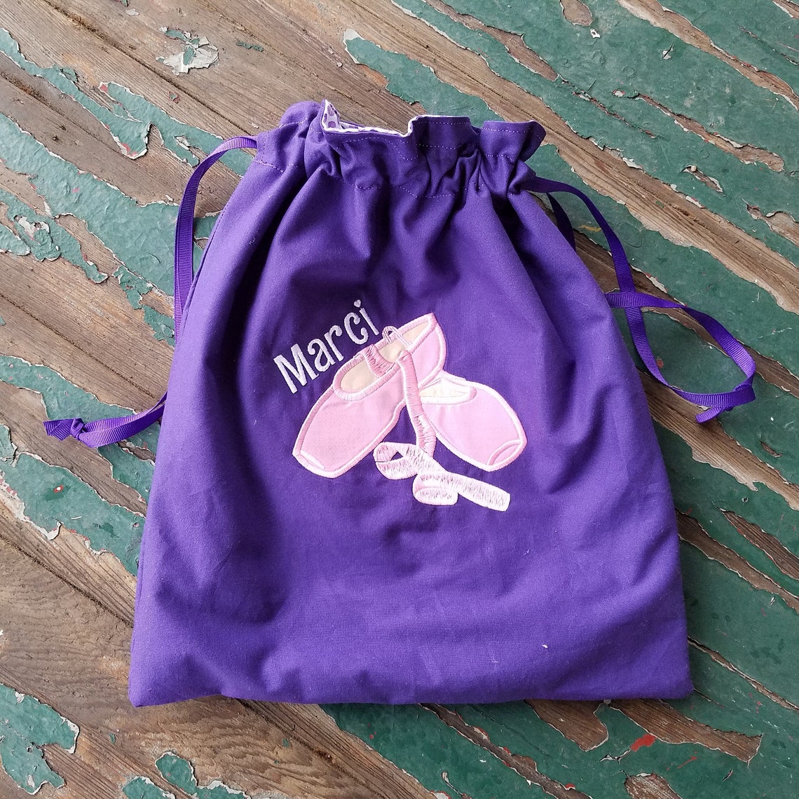Personalized Lined Drawstring Dance Shoe Bag Ballet Tap Etsy