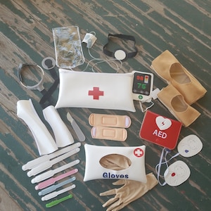 Vinyl Hospital Bag and Kit , Dress Up , Pretend Play , Vinyl Hospital Play Set , Educational Learning Set