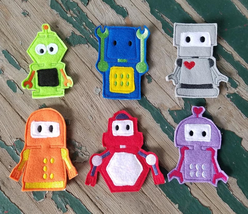 Cute Robot Finger Puppets Robot Finger Puppet Play Set Etsy