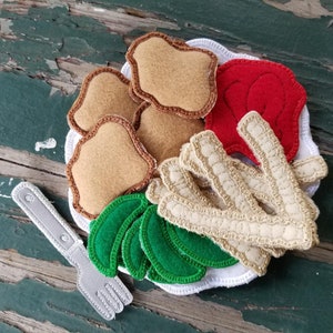 Play Food , Felt Food , Chicken Nugget Play Set , Lunch Set , Nuggets , Sauces , Crinkle Fries , Snap Peas , Sold Individually or as a Set