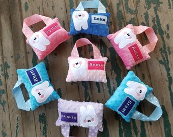 Plush Tooth Fairy Pillow , Tooth Pocket , Tooth Fairy Door Hanger, Plush Stuffed Tooth Pocket , Personalized Tooth Pillow
