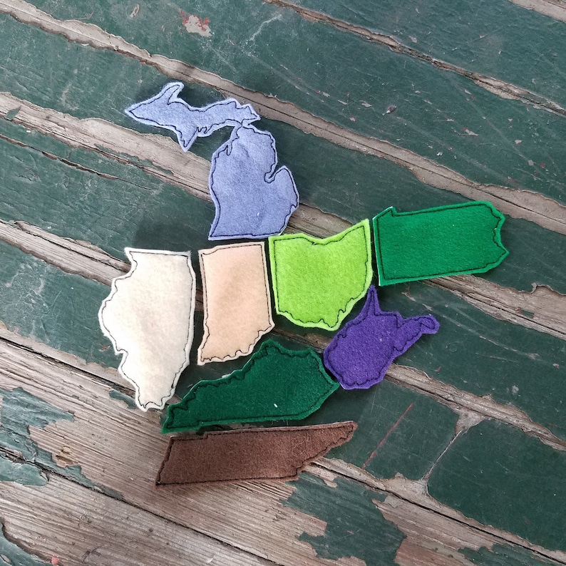 United States Map Feltie Set Embroidered Felties Felt Play Etsy