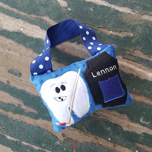 Plush Hockey Tooth Fairy Pillow , Hockey Tooth Pocket , Tooth Fairy Door Hanger, Plush Stuffed Tooth Pocket , Optional Personalization