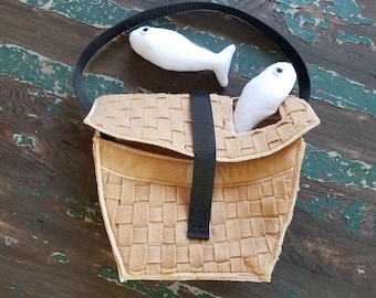 Felt Food Fishing Set: Woven Creel Basket & Plush Fish