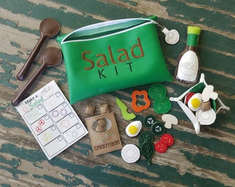 Play Food , Pretend Play , Felt or Vinyl Food , Build Your Own Salad Play Set , Salad Kit with Toppings , Sold Individually or as a Set