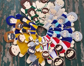 Ancient Bible Characters , Felt Puppets , Felt Bible Play Set - Adult, Kid, AND Finger Puppet Sizes - Sold Individually or as a Set